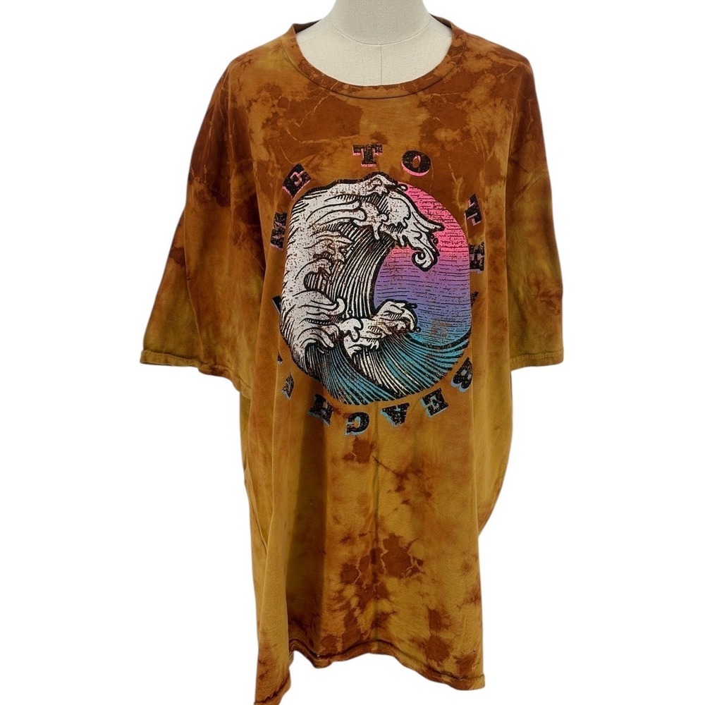 Original Black Basics Tie Dye Graphic T Shirt XX Large Wave Beach Cotton